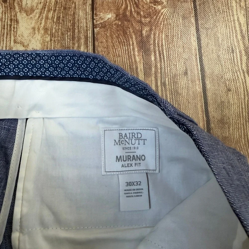 Murano Alex Slim Fit Pants Mens 30x32 Blue Baird McNutt Irish Linen Cuffed NWT